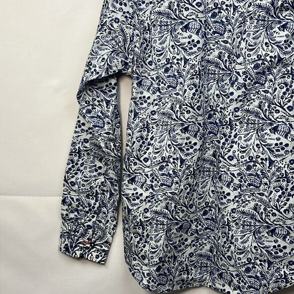RAGA Man Blue and White Floral long sleeve button up shirt NWT size Medium - Picture 9 of 13